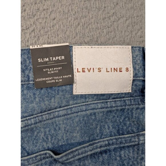 Levis Line 8 Slim Fit Taper Jeans 34x32 (Fits 35x29.5) Blue Acid Cotton Stretch - Picture 4 of 16